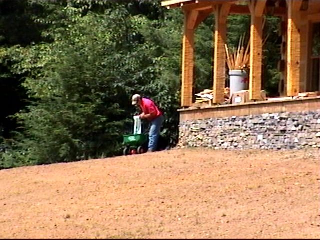 {Dad sowing grass}